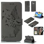 Feather Pattern Litchi Texture Horizontal Flip Leather Case with Wallet & Holder & Card Slots For Huawei P30 Lite(Gray)