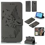 Feather Pattern Litchi Texture Horizontal Flip Leather Case with Wallet & Holder & Card Slots For Huawei Y7 (2019)(Gray)