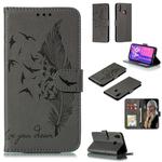 Feather Pattern Litchi Texture Horizontal Flip Leather Case with Wallet & Holder & Card Slots For Huawei Y9 (2019)(Gray)