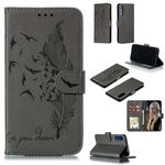 Feather Pattern Litchi Texture Horizontal Flip Leather Case with Wallet & Holder & Card Slots For Huawei Honor 9X Pro(Gray)