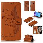 Feather Pattern Litchi Texture Horizontal Flip Leather Case with Wallet & Holder & Card Slots For Huawei Honor 10i / P Smart+ 2019 / Honor 20i / Honor 10 Lite(Brown)