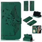 Feather Pattern Litchi Texture Horizontal Flip Leather Case with Wallet & Holder & Card Slots For Huawei Honor 20(Green)