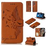 Feather Pattern Litchi Texture Horizontal Flip Leather Case with Wallet & Holder & Card Slots For Huawei Honor 20 Pro(Brown)