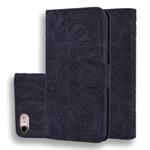 Calf Pattern Double Folding Design Embossed Leather Case with Wallet & Holder & Card Slots For iPhone SE 2020 & 8 & 7(Black)