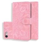 Calf Pattern Double Folding Design Embossed Leather Case with Wallet & Holder & Card Slots For iPhone SE 2020 & 8 & 7(Pink)