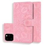 For iPhone 11 Calf Pattern Double Folding Design Embossed Leather Case with Wallet & Holder & Card Slots (Pink)