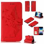 For iPhone SE 2022 / SE 2020 / 8 / 7 Feather Pattern Litchi Texture Horizontal Flip Leather Case with Wallet & Holder & Card Slots(Red)