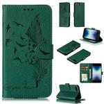 For iPhone SE 2022 / SE 2020 / 8 / 7 Feather Pattern Litchi Texture Horizontal Flip Leather Case with Wallet & Holder & Card Slots(Green)