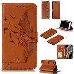 Feather Pattern Litchi Texture Horizontal Flip Leather Case with Wallet & Holder & Card Slots For iPhone 7 Plus / 8 Plus(Brown)