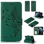 For iPhone 11 Pro Feather Pattern Litchi Texture Horizontal Flip Leather Case with Wallet & Holder & Card Slots (Green)