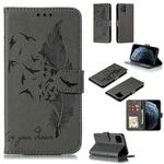 For iPhone 11 Pro Feather Pattern Litchi Texture Horizontal Flip Leather Case with Wallet & Holder & Card Slots (Gray)