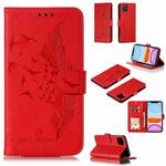 For iPhone 11 Feather Pattern Litchi Texture Horizontal Flip Leather Case with Wallet & Holder & Card Slots (Red)