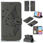 For iPhone 11 Feather Pattern Litchi Texture Horizontal Flip Leather Case with Wallet & Holder & Card Slots (Gray)