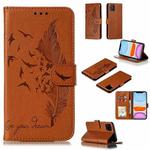 For iPhone 11 Feather Pattern Litchi Texture Horizontal Flip Leather Case with Wallet & Holder & Card Slots (Brown)