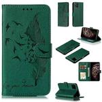 For iPhone 11 Pro Max Feather Pattern Litchi Texture Horizontal Flip Leather Case with Wallet & Holder & Card Slots (Green)