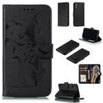For iPhone X / XS Feather Pattern Litchi Texture Horizontal Flip Leather Case with Wallet & Holder & Card Slots(Black)