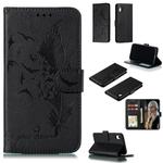 For iPhone XR Feather Pattern Litchi Texture Horizontal Flip Leather Case with Wallet & Holder & Card Slots(Black)