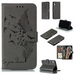 For iPhone XR Feather Pattern Litchi Texture Horizontal Flip Leather Case with Wallet & Holder & Card Slots(Gray)