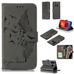 Feather Pattern Litchi Texture Horizontal Flip Leather Case with Wallet & Holder & Card Slots For Galaxy A8s(Gray)
