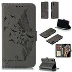Feather Pattern Litchi Texture Horizontal Flip Leather Case with Wallet & Holder & Card Slots For Galaxy M10(Gray)