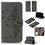 Feather Pattern Litchi Texture Horizontal Flip Leather Case with Wallet & Holder & Card Slots For Galaxy Note 10(Gray)