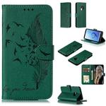 Feather Pattern Litchi Texture Horizontal Flip Leather Case with Wallet & Holder & Card Slots For Galaxy S9(Green)