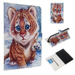 For Amazon Kindle HD8 2016 / 2017 / 2018 Colored Drawing Pattern Horizontal Flip PU Leather Case with Holder & Card Slots(Tiger)