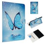 For Amazon Kindle HD10 2017 Colored Drawing Pattern Horizontal Flip PU Leather Case with Holder & Card Slots(Blue Butterfly)