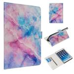 For iPad mini 5 / 4 / 3 / 2 / 1 Colored Drawing Pattern Horizontal Flip PU Leather Case with Holder & Card Slots(Pink Blue Marble)