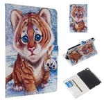 For Galaxy Tab A 8.0 & S Pen (2019) / P205 Colored Drawing Pattern Horizontal Flip PU Leather Case with Holder & Card Slots(Tiger)