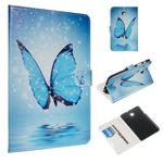 For Galaxy Tab A 8.0 (2018) / T387 Colored Drawing Pattern Horizontal Flip PU Leather Case with Holder & Card Slots(Blue Butterfly)