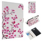 For Galaxy Tab A 8.0 (2018) / T387 Colored Drawing Pattern Horizontal Flip PU Leather Case with Holder & Card Slots(Butterfly Love Flower)