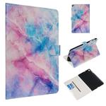 For Galaxy Tab A 10.1 (2019) / T510 Colored Drawing Pattern Horizontal Flip PU Leather Case with Holder & Card Slots(Pink Blue Marble)