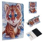 For Galaxy Tab S5e 10.5 T720 / T725 Colored Drawing Pattern Horizontal Flip PU Leather Case with Holder & Card Slots(Tiger)