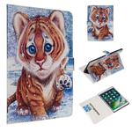 For  iPad Air 10.5 (2019) / iPad Pro 10.5 (2017) Colored Drawing Pattern Horizontal Flip PU Leather Case with Holder & Card Slots(Tiger)