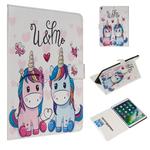 For  iPad Air 10.5 (2019) / iPad Pro 10.5 (2017) Colored Drawing Pattern Horizontal Flip PU Leather Case with Holder & Card Slots(Couple Unicorn)
