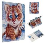 For iPad 4 / 3 / 2 Colored Drawing Pattern Horizontal Flip PU Leather Case with Holder & Card Slots(Tiger)