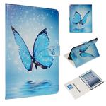 For iPad 4 / 3 / 2 Colored Drawing Pattern Horizontal Flip PU Leather Case with Holder & Card Slots(Blue Butterfly)