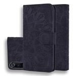 Calf Pattern Double Folding Design Embossed Leather Case with Wallet & Holder & Card Slots for Xiaomi Mi 9(Black)