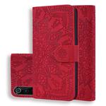 Calf Pattern Double Folding Design Embossed Leather Case with Wallet & Holder & Card Slots for Xiaomi Mi 9(Red)