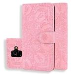 Calf Pattern Double Folding Design Embossed Leather Case with Wallet & Holder & Card Slots for Galaxy A6 (2018)(Pink)