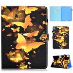 For iPad Pro 11 inch Colored Drawing Stitching Horizontal Flip Leather Case, with Holder & Card Slots & Sleep / Wake-up function(Golden Butterfly)