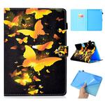 For iPad Pro 9.7 Colored Drawing Stitching Horizontal Flip Leather Case, with Holder & Card Slots & Sleep / Wake-up function(Golden Butterfly)