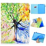 For iPad 5 / 6 Colored Drawing Stitching Horizontal Flip Leather Case, with Holder & Card Slots & Sleep / Wake-up function(Colorful Tree)
