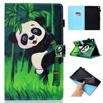 For Amazon Kindle Fire HD 10 Colored Drawing Stitching Horizontal Flip Leather Case, with Holder & Card Slots(Panda)
