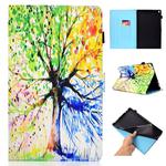 For Amazon Kindle Fire HD 10 Colored Drawing Stitching Horizontal Flip Leather Case, with Holder & Card Slots(Colorful Tree)