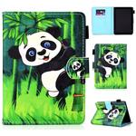 For Amazon Kindle Youth Version 2019 Colored Drawing Stitching Horizontal Flip Leather Case, with Holder & Card Slots(Panda)