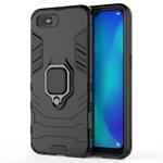 For OPPO A1k / Realme C2 PC + TPU Shockproof Protective Case with Magnetic Ring Holder(Black)