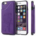 For iPhone 6 Plus Cat Tree Embossing Pattern Shockproof Protective Case with Card Slots & Photo Frame(Purple)