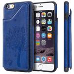 For iPhone 6 Plus Cat Tree Embossing Pattern Shockproof Protective Case with Card Slots & Photo Frame(Blue)